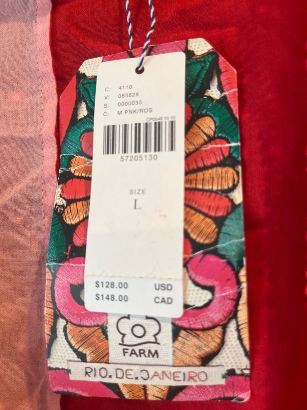 Colorblock Wrap Blouse With Puff Sleeves & Textured Dotted Fabric Pink & Red Tie - Picture 7 of 13